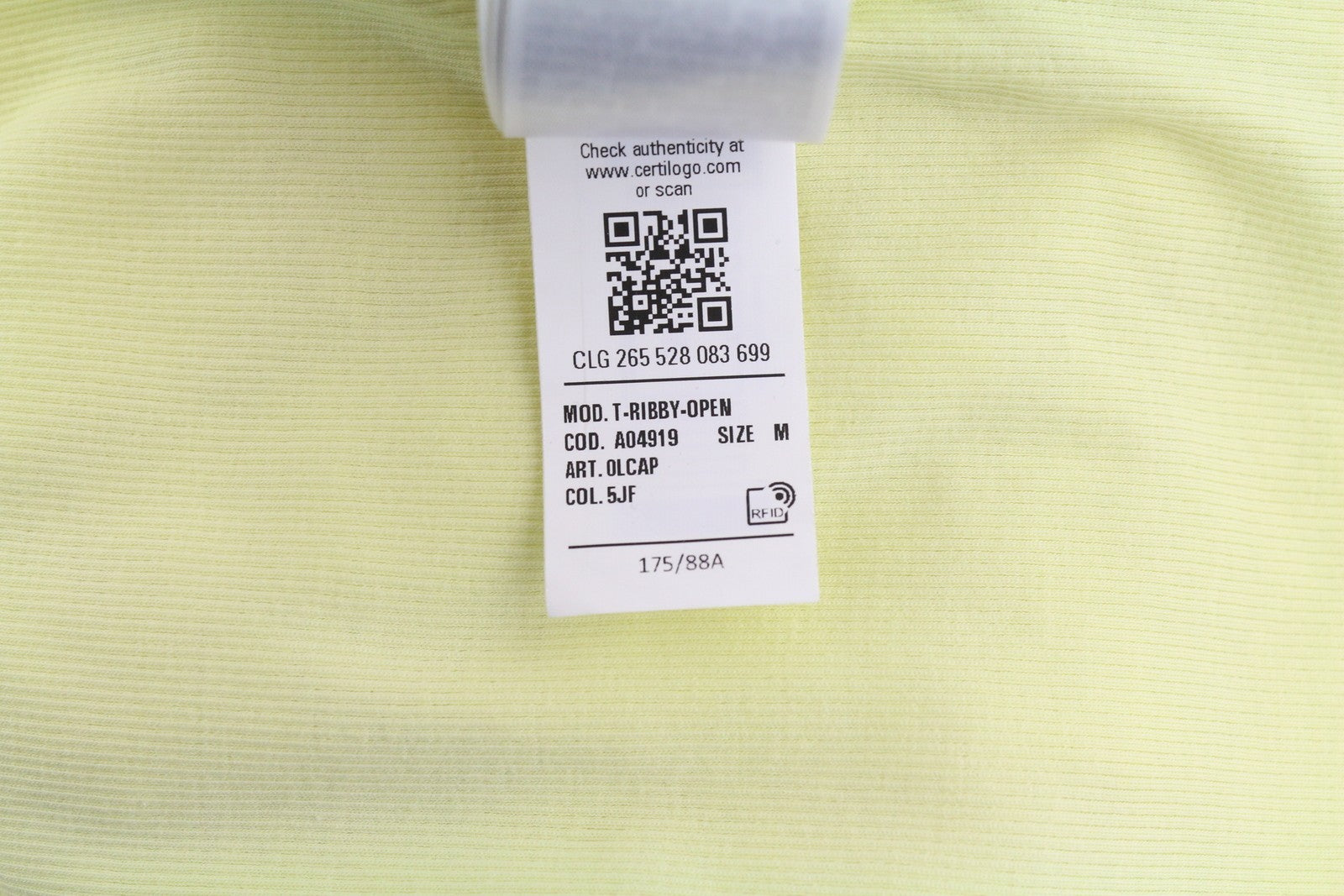 DIESEL T-Ribby-Open Women's T-Shirt M Yellow Buttoned Cropped Rib Knit