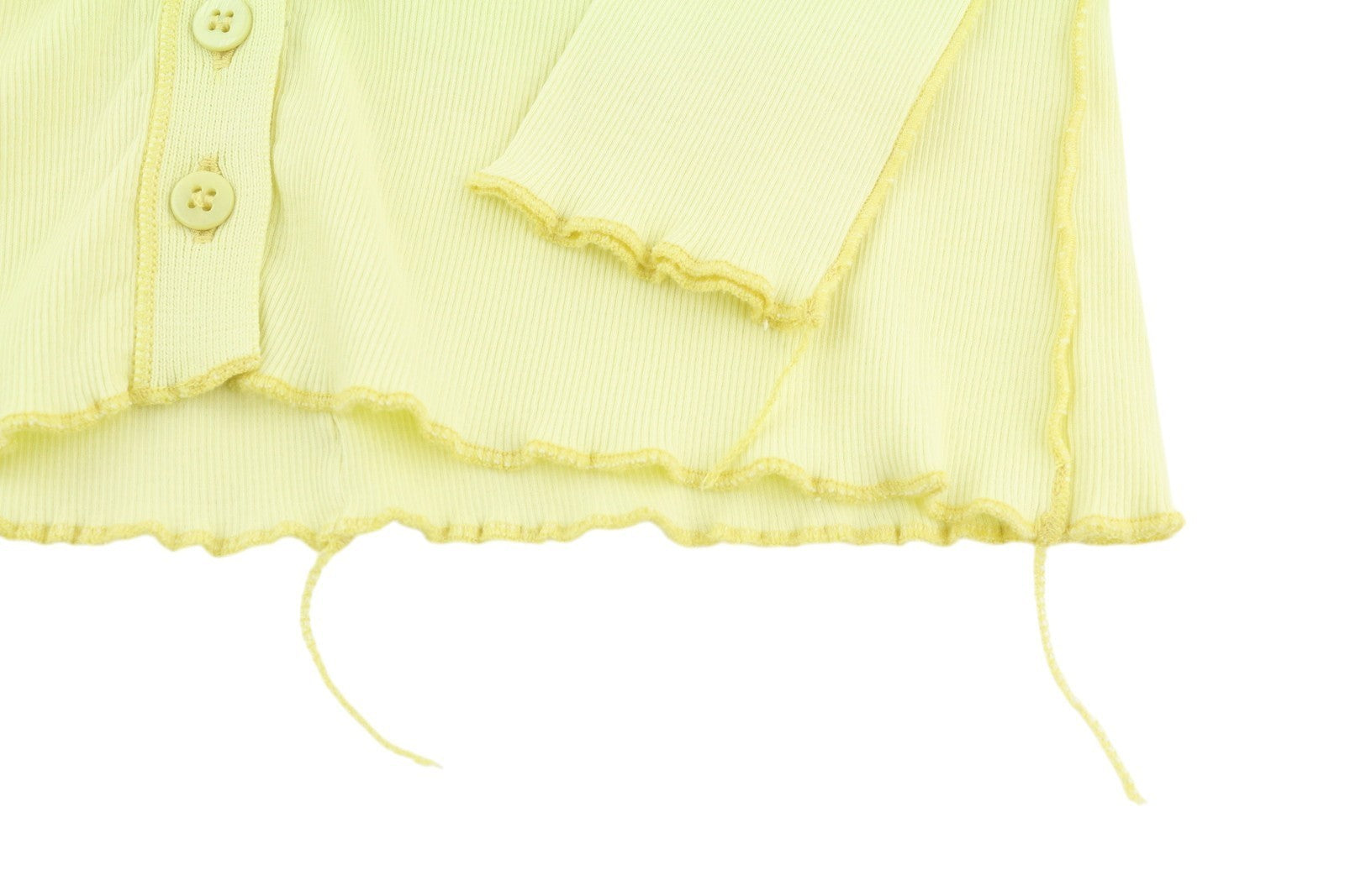 DIESEL T-Ribby-Open Women's T-Shirt M Yellow Buttoned Cropped Rib Knit