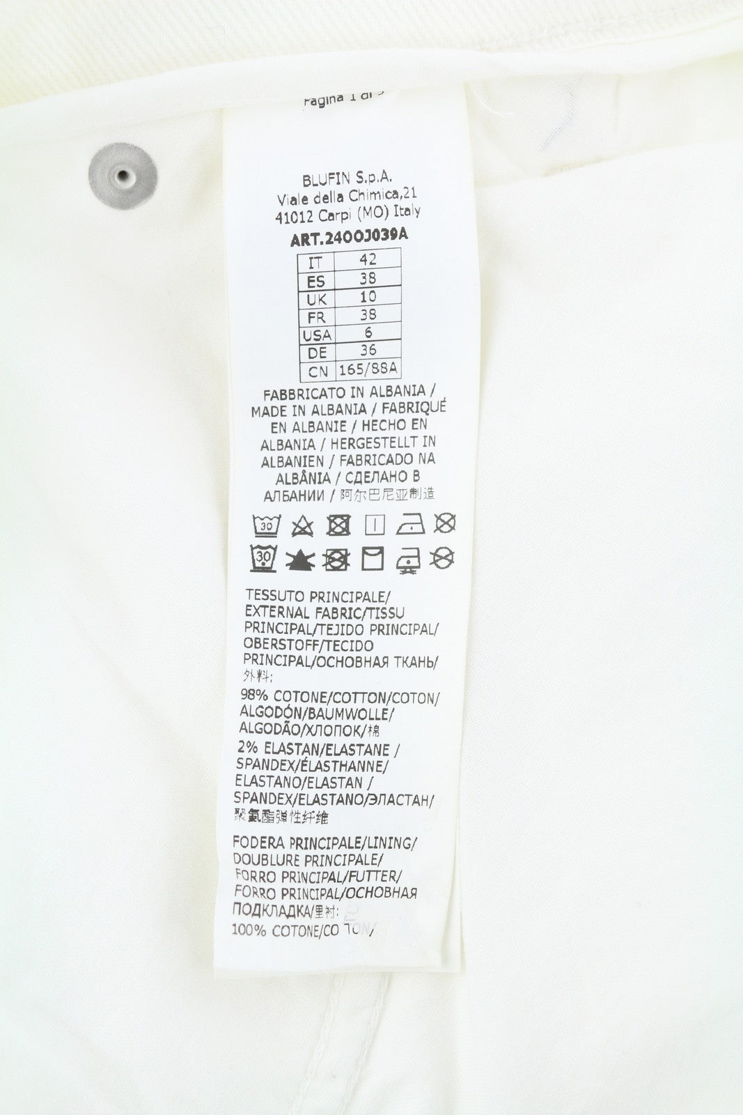 BLUMARINE J. Cargo Women Trousers 42 White Patch Pockets Loose Fit Belt RRP427