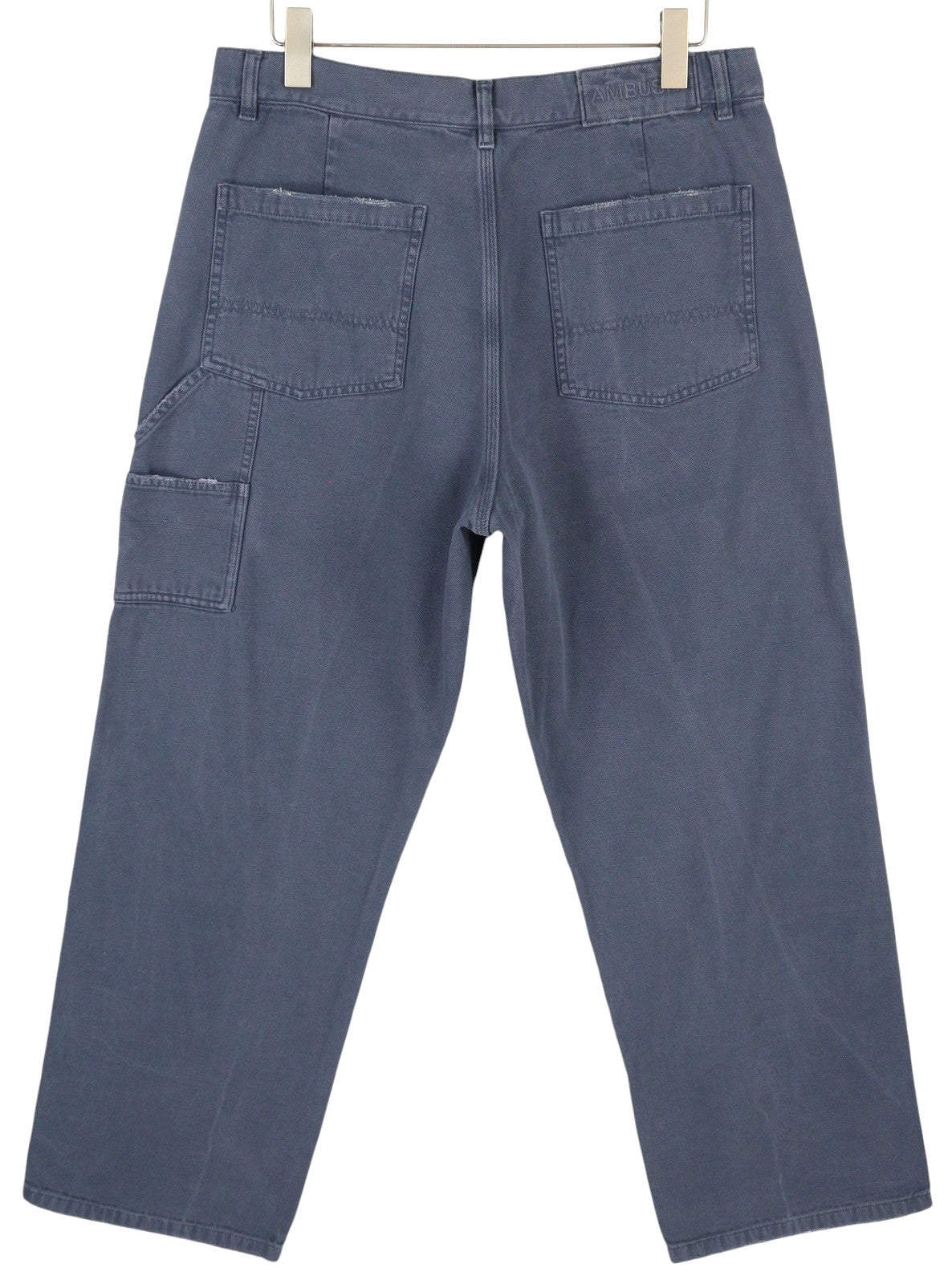 AMBUSH Worker Men Trousers M Navy Loose Regular Fit Patch Pockets Zip RRP415