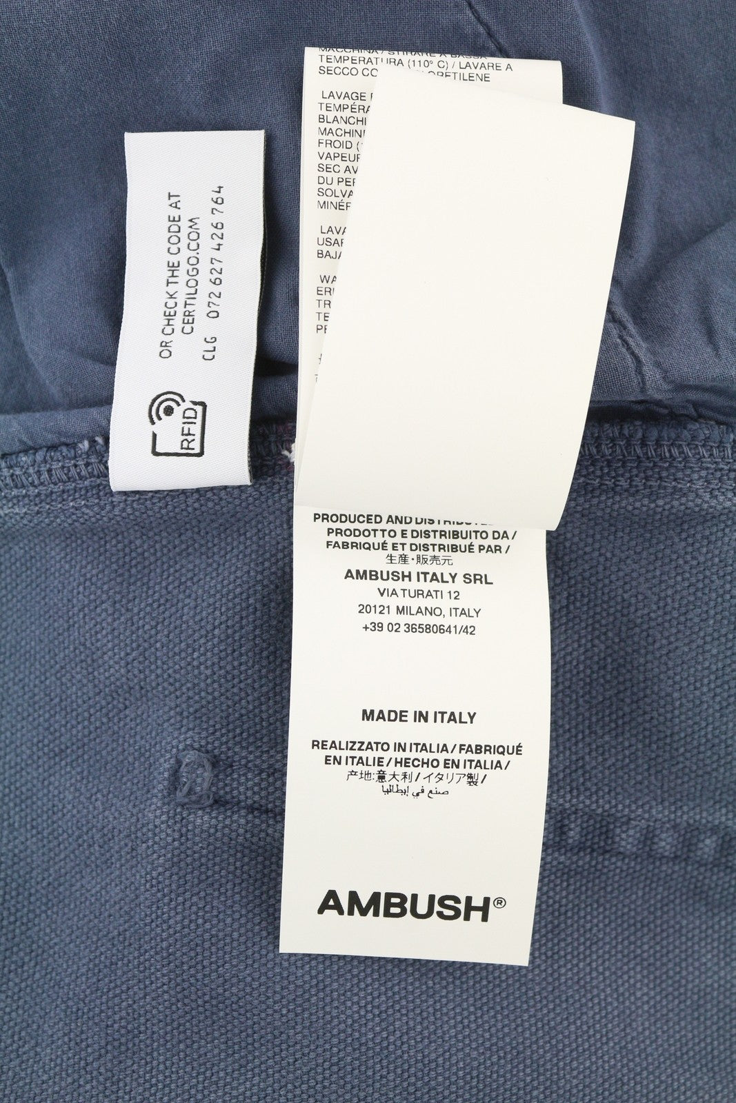 AMBUSH Worker Men Trousers M Navy Loose Regular Fit Patch Pockets Zip RRP415