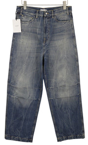 1989 STUDIO Men Jeans W32 Blue Faded Whiskers Wide Pleated Knees FW25 RRP486