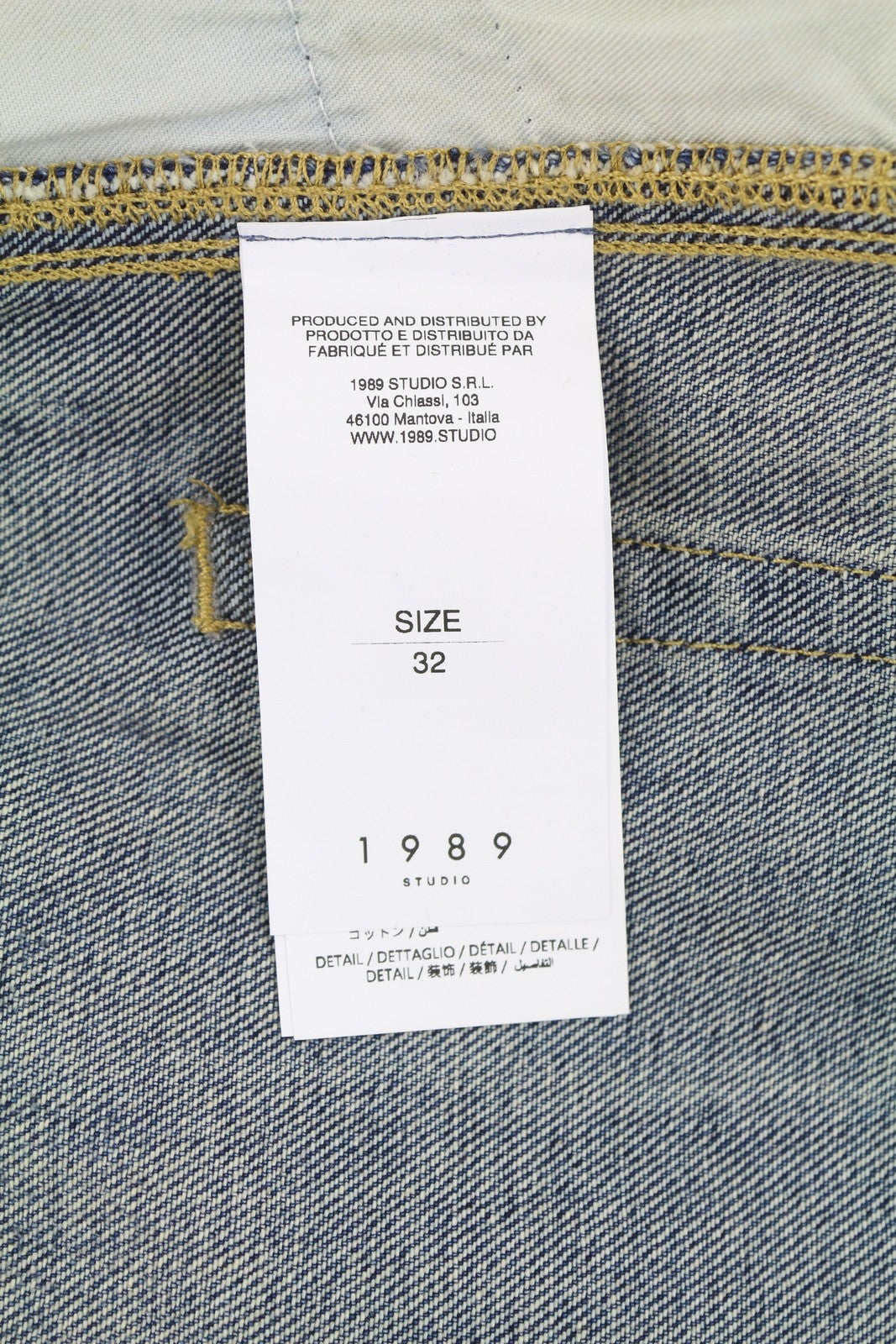 1989 STUDIO Men Jeans W32 Blue Faded Whiskers Wide Pleated Knees FW25 RRP486