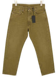 R13 Boyfriend Women Trousers 26 Olive Garment Dyed Moleskin Cropped Faded FW25
