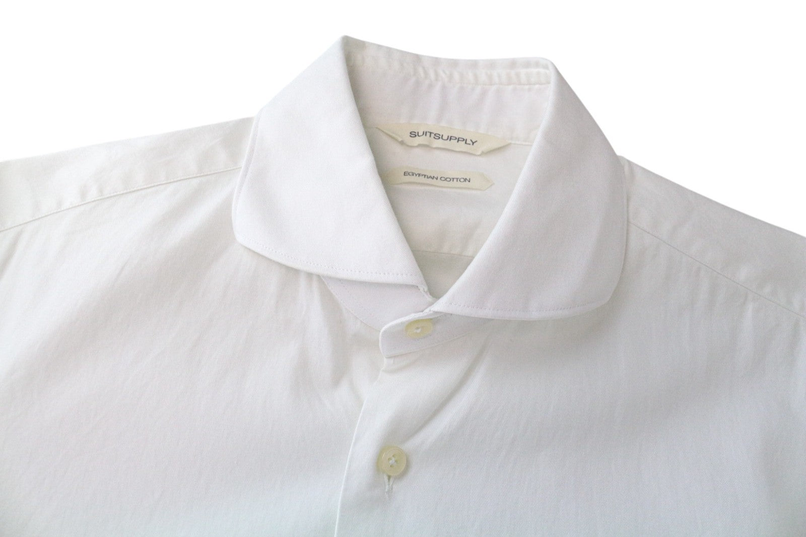 SUITSUPPLY Men's Formal Shirt 39L/15 1/2L Extra Slim White Cotton Cutaway Twill
