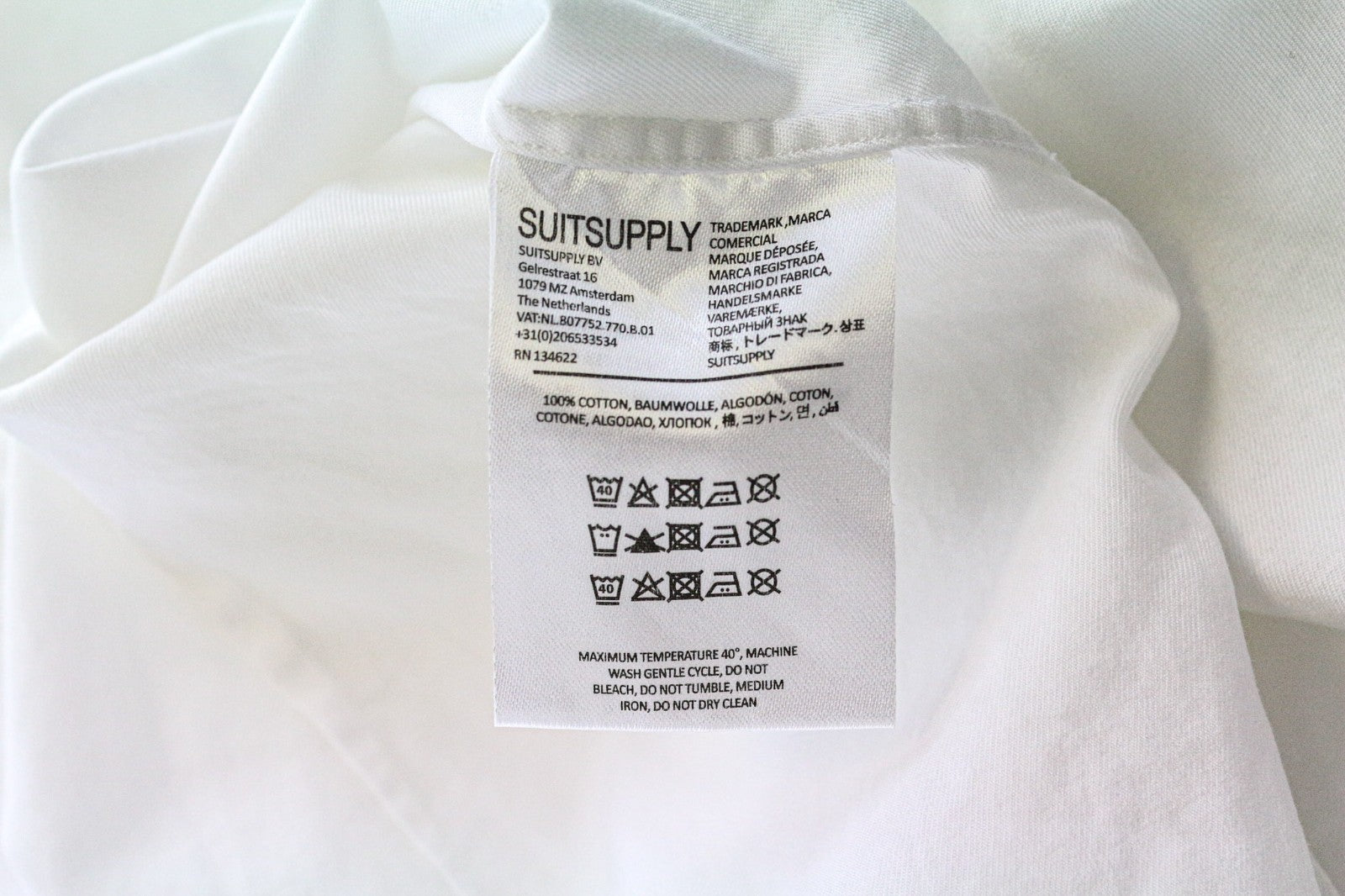 SUITSUPPLY Men's Formal Shirt 39L/15 1/2L Extra Slim White Cotton Cutaway Twill