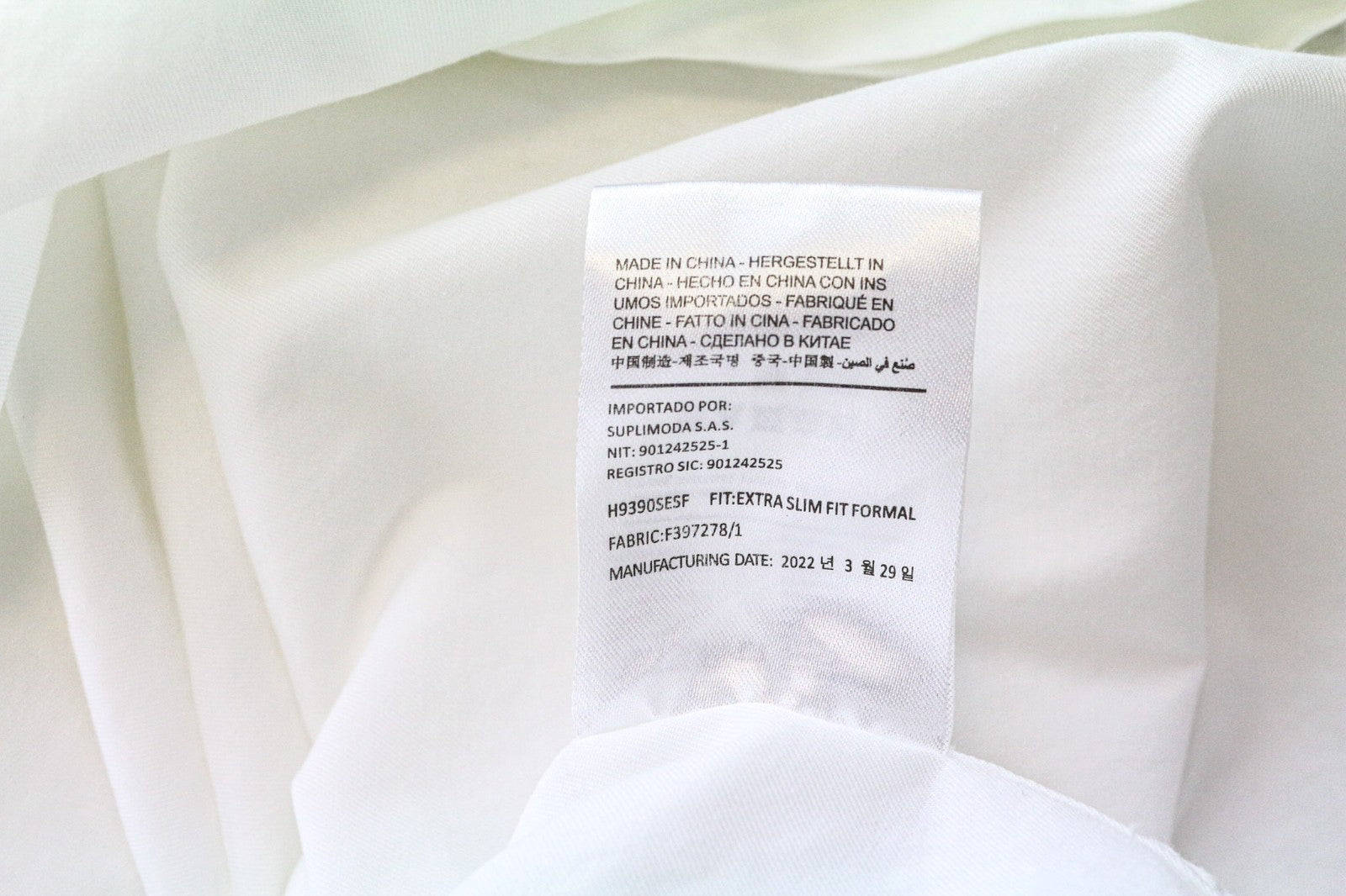 SUITSUPPLY Men's Formal Shirt 39L/15 1/2L Extra Slim White Cotton Cutaway Twill