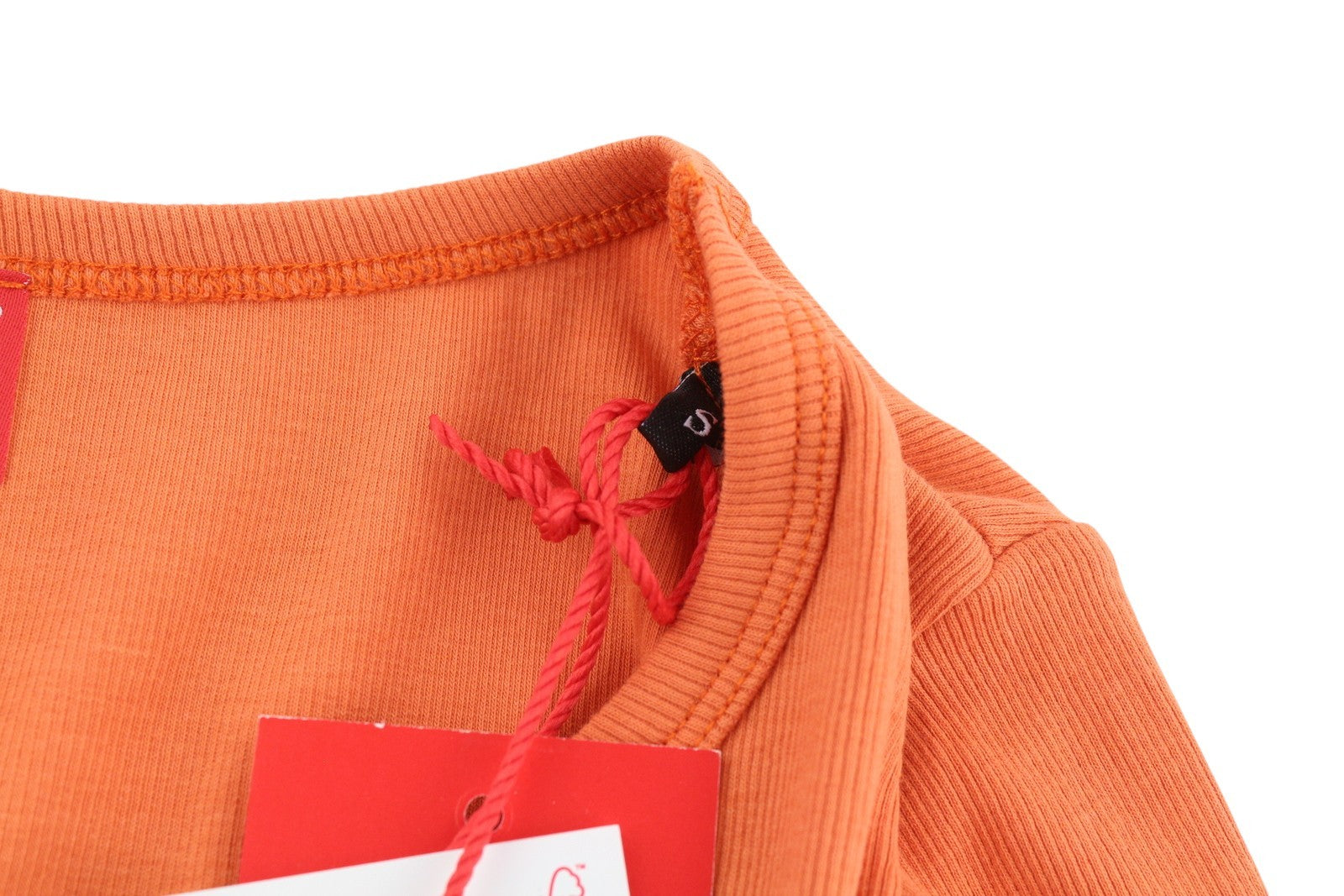 DIESEL T-Ballet-D Women's T-Shirt S Orange Ribbed Cropped Long Sleeve Round