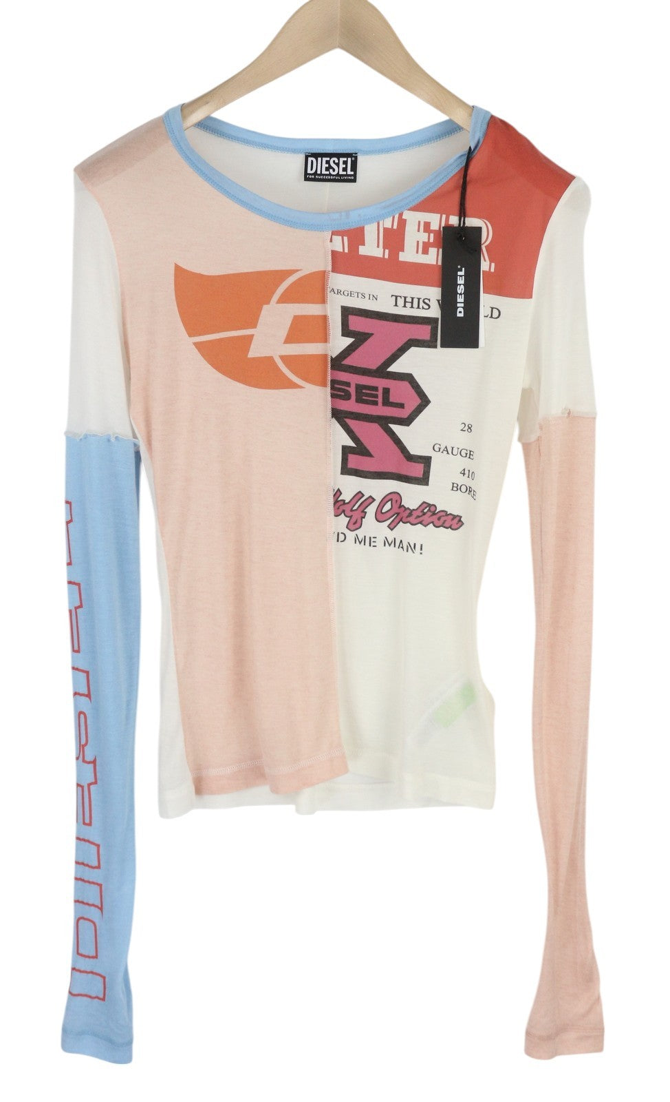 DIESEL T-Tessy-C1 Women's T-Shirt S Cashmere Blend Stretch Long Sleeve Crew