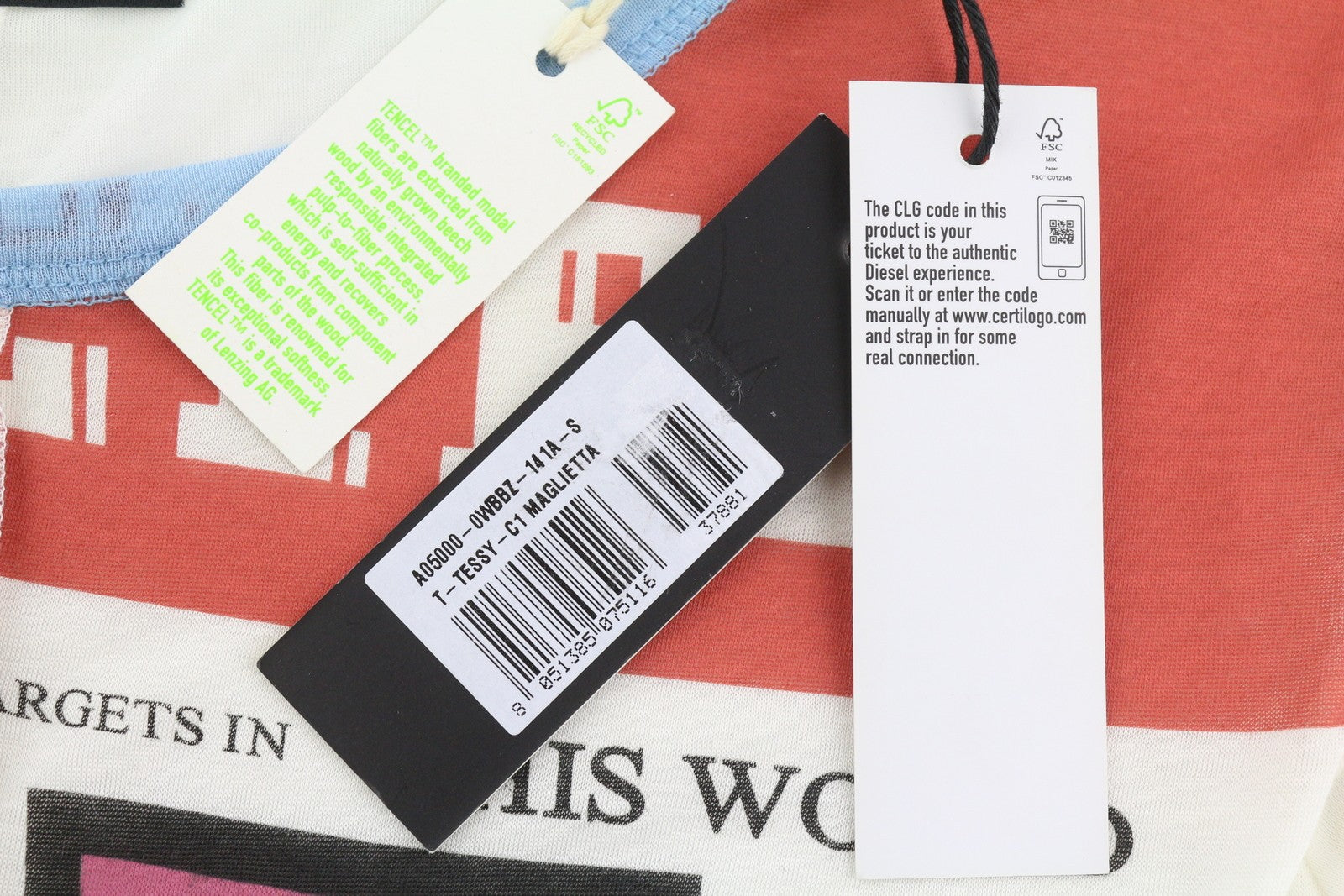 DIESEL T-Tessy-C1 Women's T-Shirt S Cashmere Blend Stretch Long Sleeve Crew