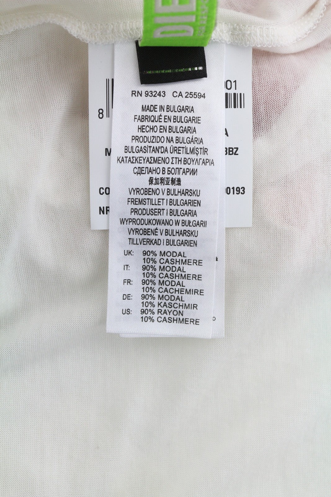 DIESEL T-Tessy-C1 Women's T-Shirt S Cashmere Blend Stretch Long Sleeve Crew