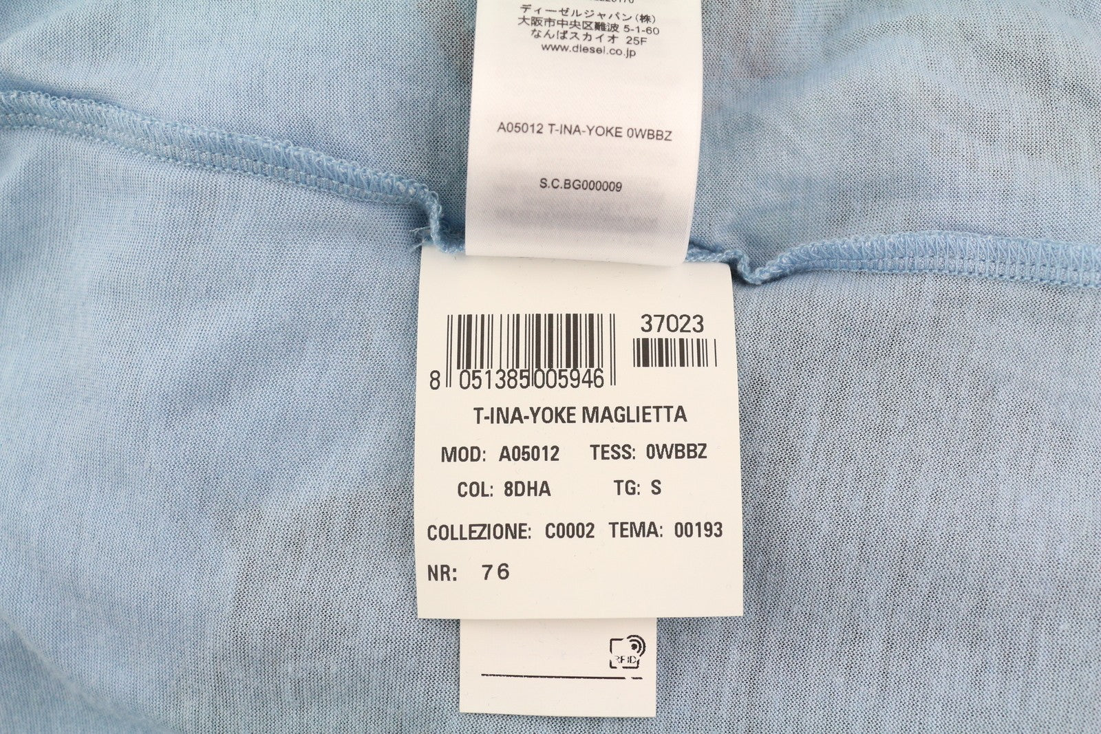 DIESEL T-Ina-Yoke Women's T-Shirt S Cashmere Mix Stretch Long Sleeve Crew Neck