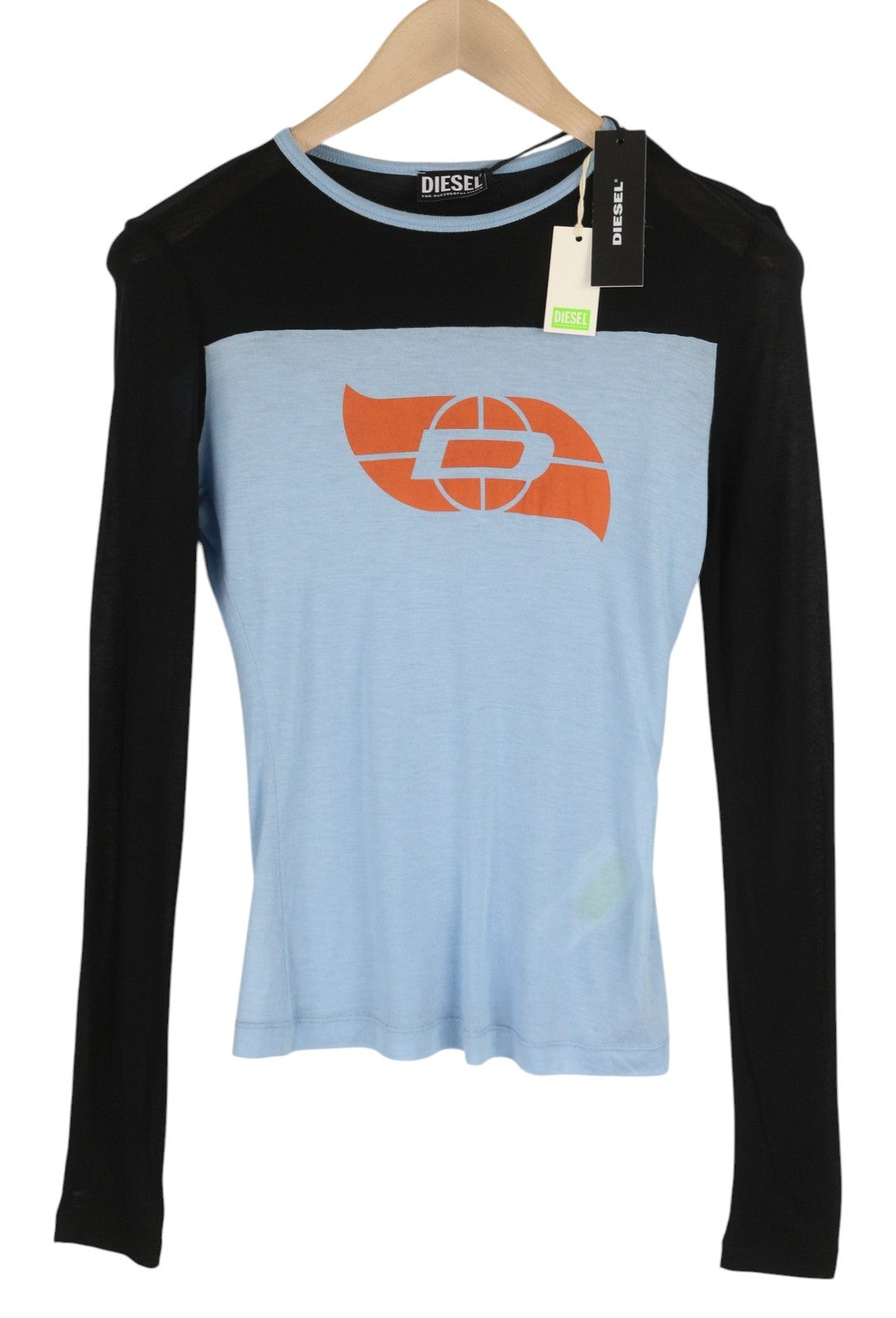 DIESEL T-Ina-Yoke Women's T-Shirt S Cashmere Mix Stretch Long Sleeve Crew Neck