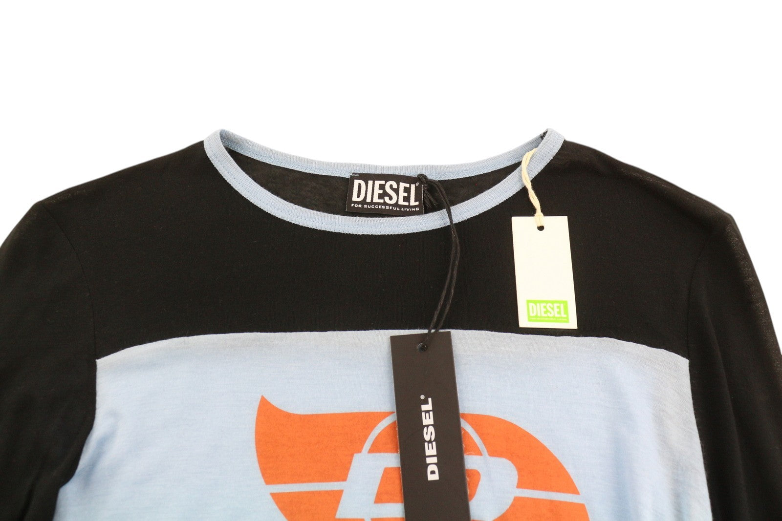 DIESEL T-Ina-Yoke Women's T-Shirt S Cashmere Mix Stretch Long Sleeve Crew Neck