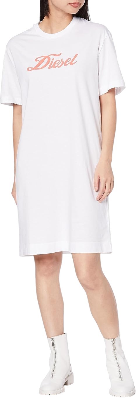 DIESEL D-Egor-New-Ita Women's Dress L White Short Sleeve Casual Tricot