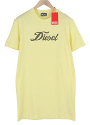 DIESEL D-Egor-New-Ita Women's Dress L Yellow Short Sleeve Tricot Day Dress