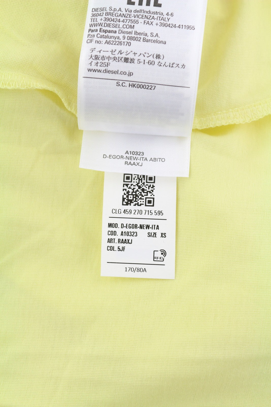 DIESEL D-Egor-New-Ita Women's Dress XS Yellow Casual Tricot Short Sleeve