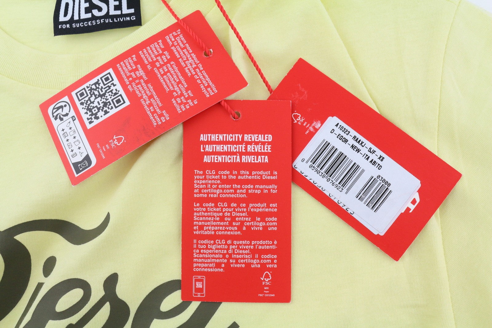 DIESEL D-Egor-New-Ita Women's Dress XS Yellow Casual Tricot Short Sleeve