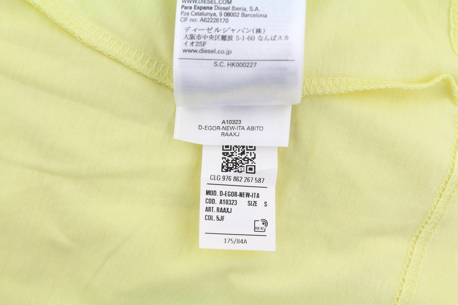 DIESEL D-Egor-New-Ita Women's Dress S Yellow Easy Fit Tricot Short Sleeve