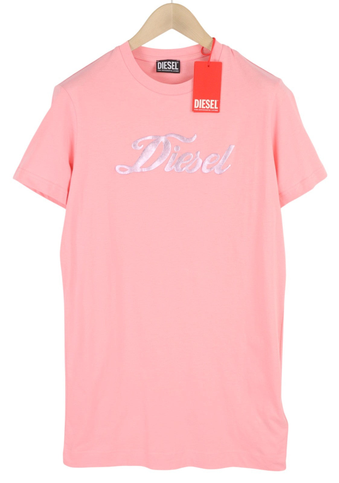 DIESEL D-Egor-New-Ita-Foil Women's Dress XS Pink Tricot Short Sleeve Mini