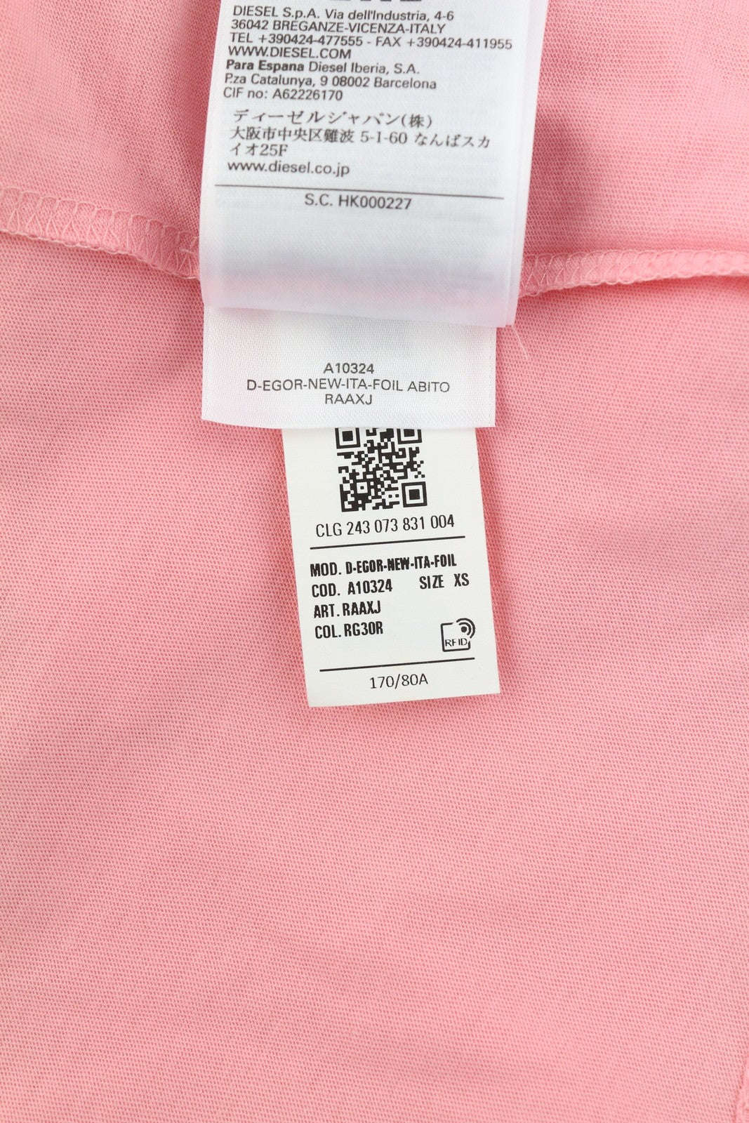 DIESEL D-Egor-New-Ita-Foil Women's Dress XS Pink Tricot Short Sleeve Mini