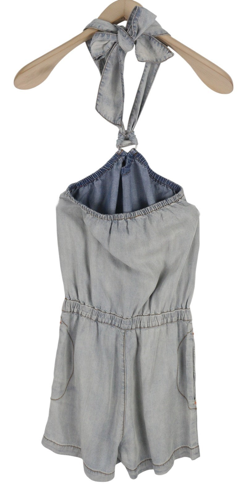 DIESEL De-Shanny Women's Romper 2XS Washed Blue Denim Look Elastic Waist