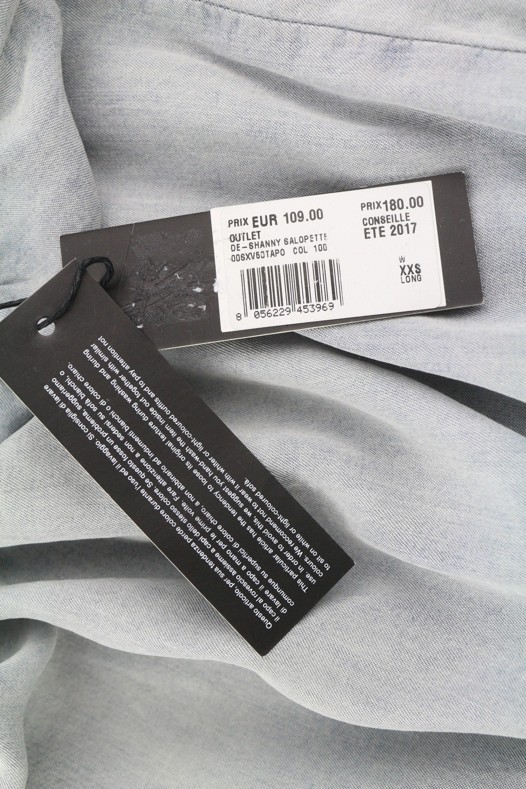 DIESEL De-Shanny Women's Romper 2XS Washed Blue Denim Look Elastic Waist