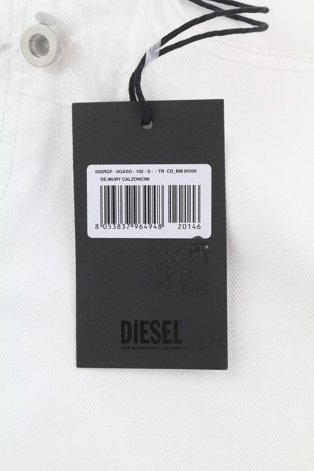 DIESEL De-Mury Women's Shorts S White Denim Look Buttoned Turn Up