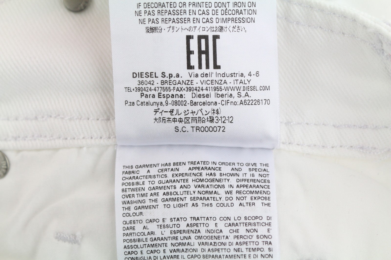 DIESEL De-Mury Women's Shorts S White Denim Look Buttoned Turn Up