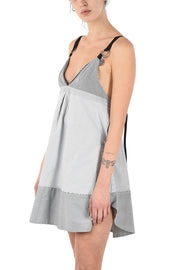 DIESEL D-Giby Women's Dress XS Grey Striped Sleeveless Flared Logo Mini