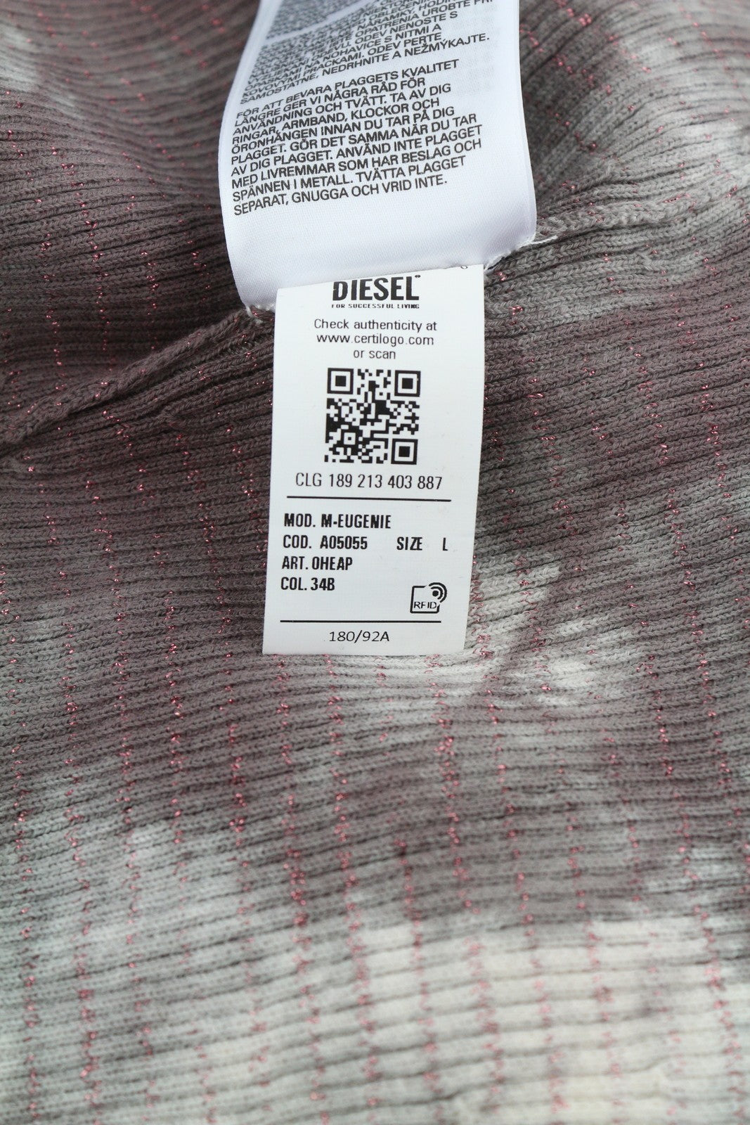 DIESEL M-Eugenie Women's Dress L Burgundy Glossy Ribbed Stretch Mini RRP225