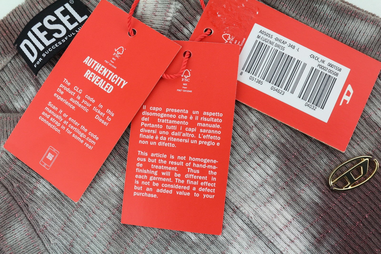 DIESEL M-Eugenie Women's Dress L Burgundy Glossy Ribbed Stretch Mini RRP225