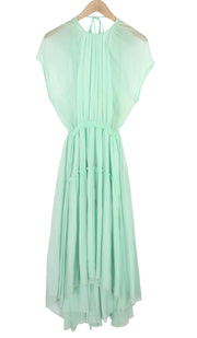 DIESEL D-Tangi Women's Dress S Green Ruched Asymmetrical Sleeveless Midi RRP399