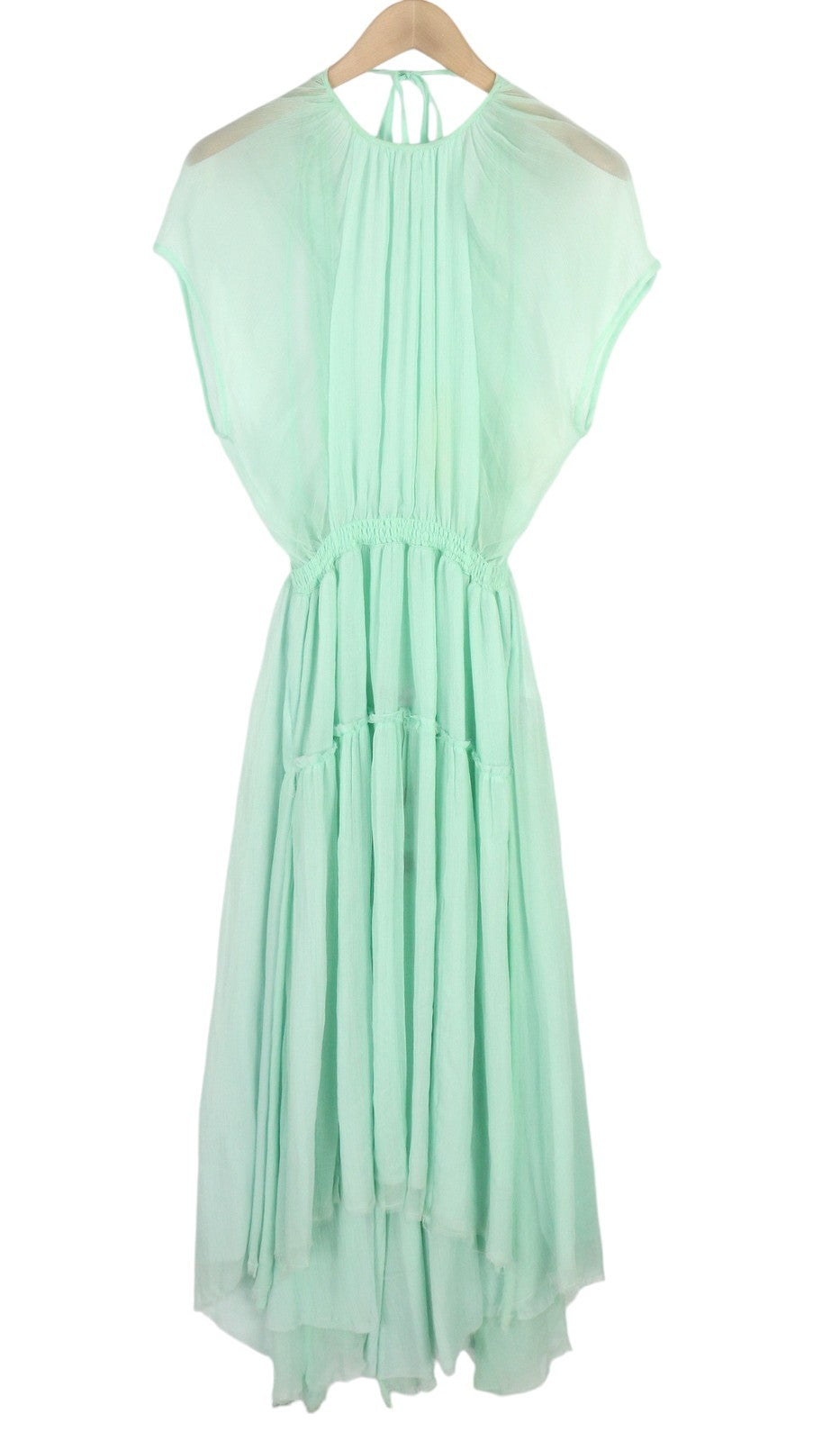 DIESEL D-Tangi Women's Dress S Green Ruched Asymmetrical Sleeveless Midi RRP399