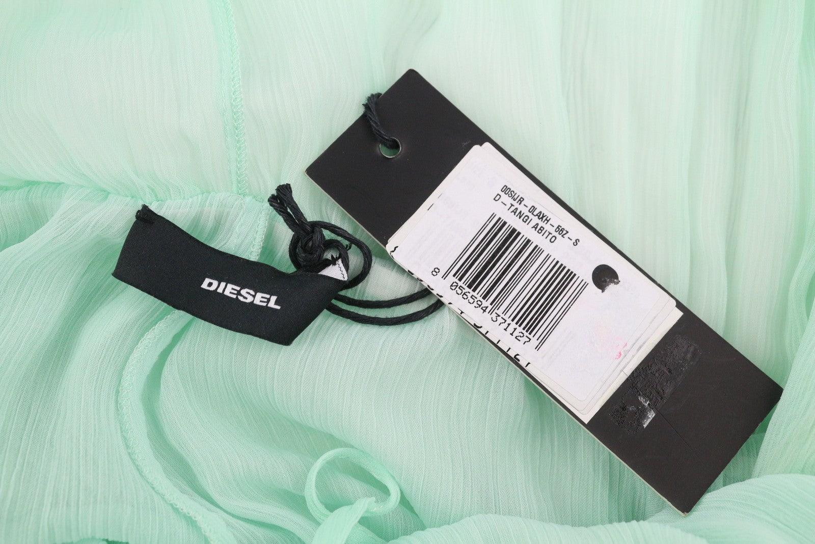 DIESEL D-Tangi Women's Dress S Green Ruched Asymmetrical Sleeveless Midi RRP399