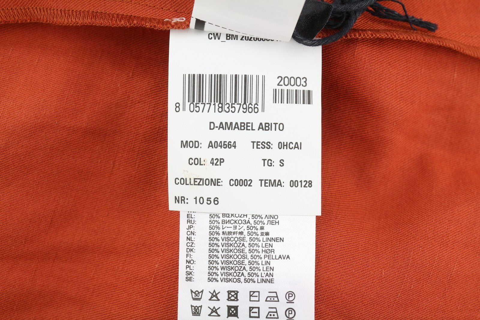 DIESEL D-Amabel Women's Dress S Orange Linen Blend Buttoned Mini RRP365