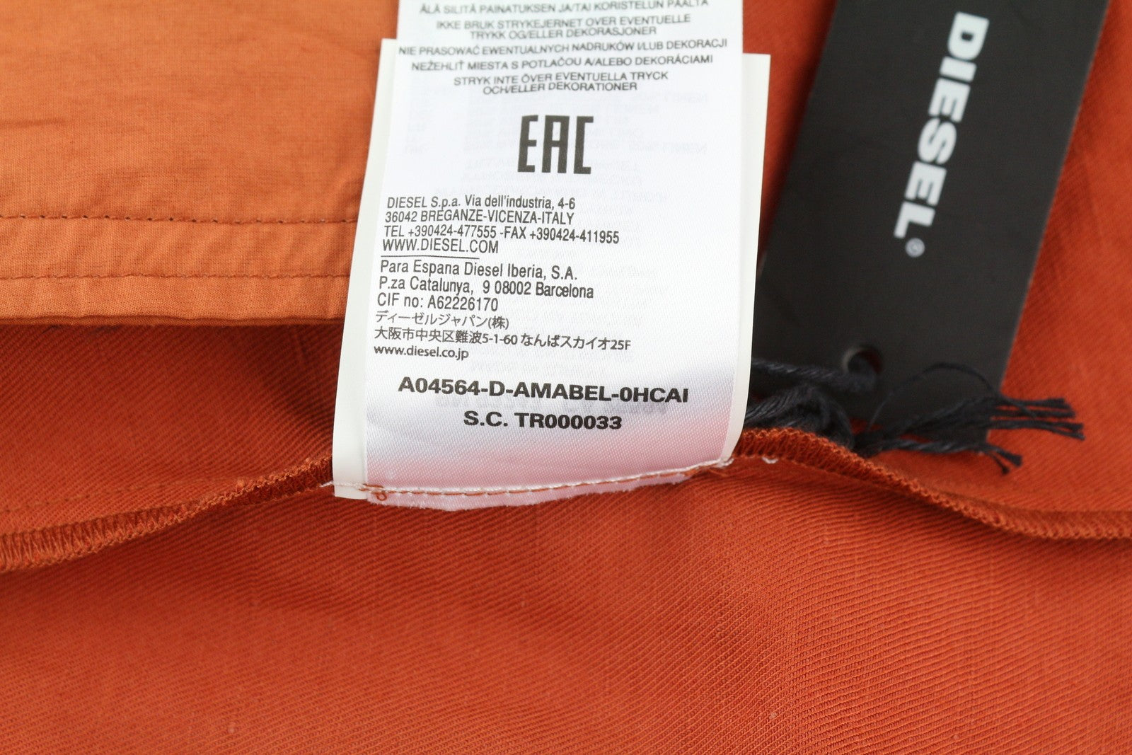 DIESEL D-Amabel Women's Dress S Orange Linen Blend Buttoned Mini RRP365