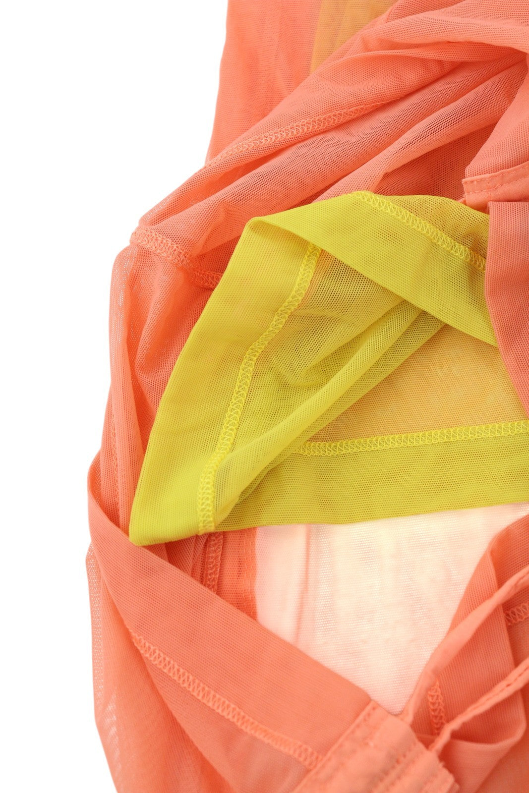 DIESEL T-Jurly Women's T-Shirt S Orange Mesh Long Sleeve Side Drawstring RRP220