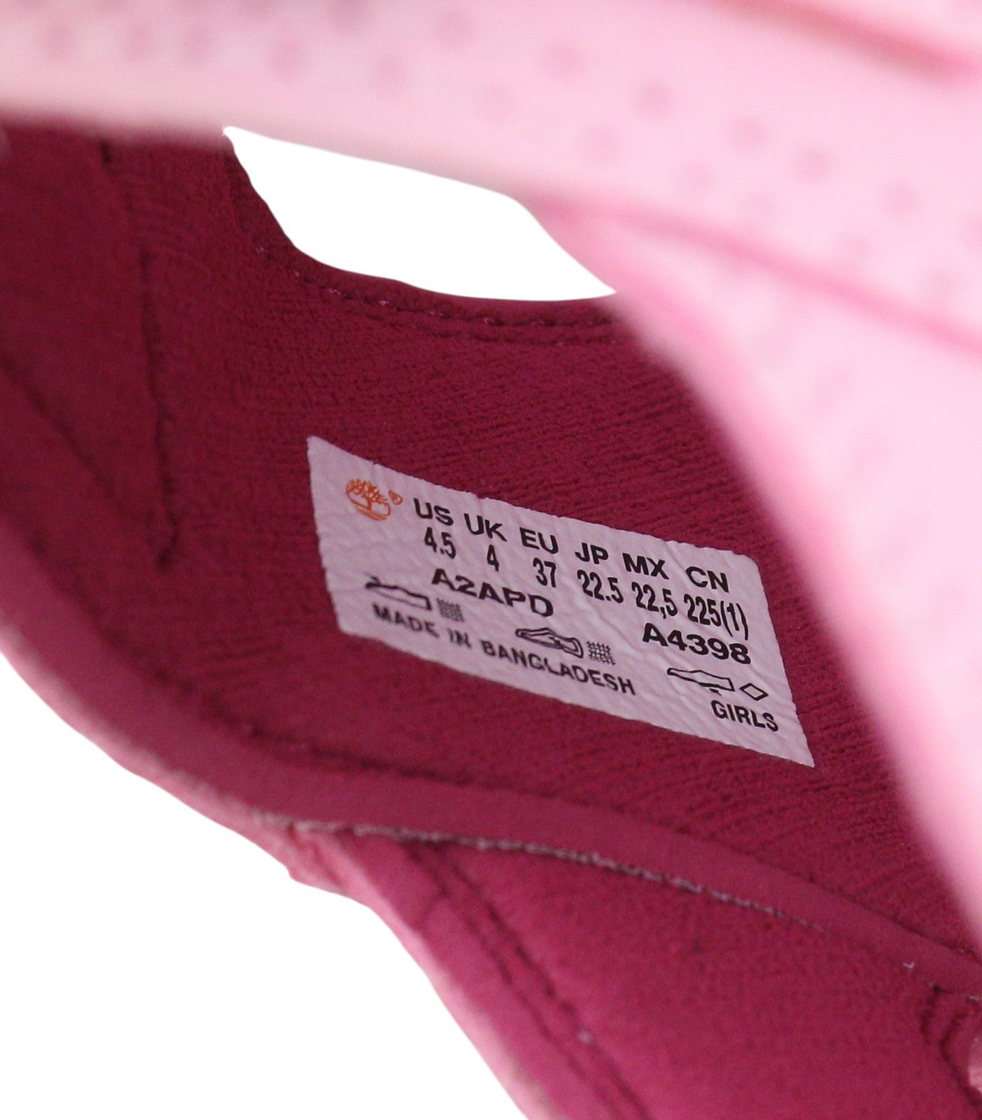 TIMBERLAND A2APD Girl's Sandals EU37/38 Pink Touch Fastener Non Marking