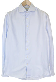 SUITSUPPLY Men's Formal Shirt 40/15 3/4 Extra Slim Blue Cotton Twill Striped