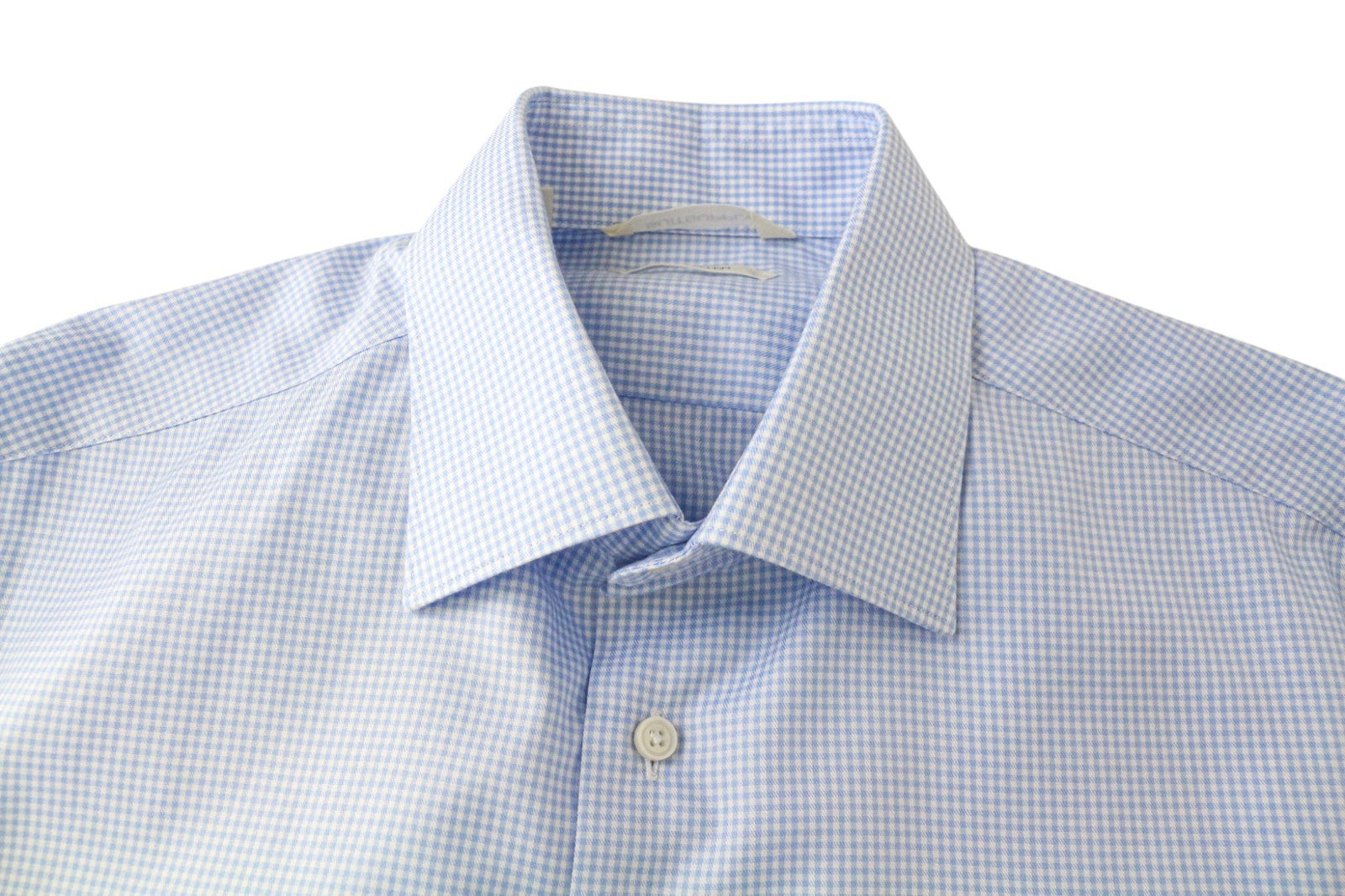 SUITSUPPLY Traveller Men's Shirt 39/15 1/2 Slim Blue Cotton Check Twill