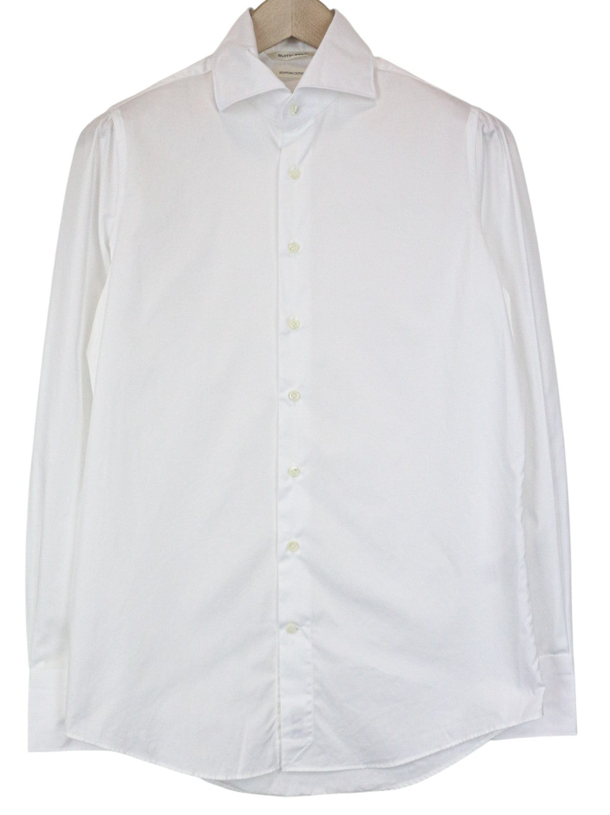SUITSUPPLY Men Shirt 38/15 Slim Fit Button-Up Formal White Cotton