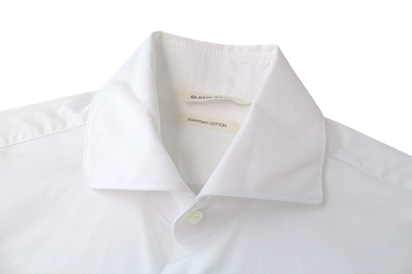 SUITSUPPLY Men Shirt 38/15 Slim Fit Button-Up Formal White Cotton