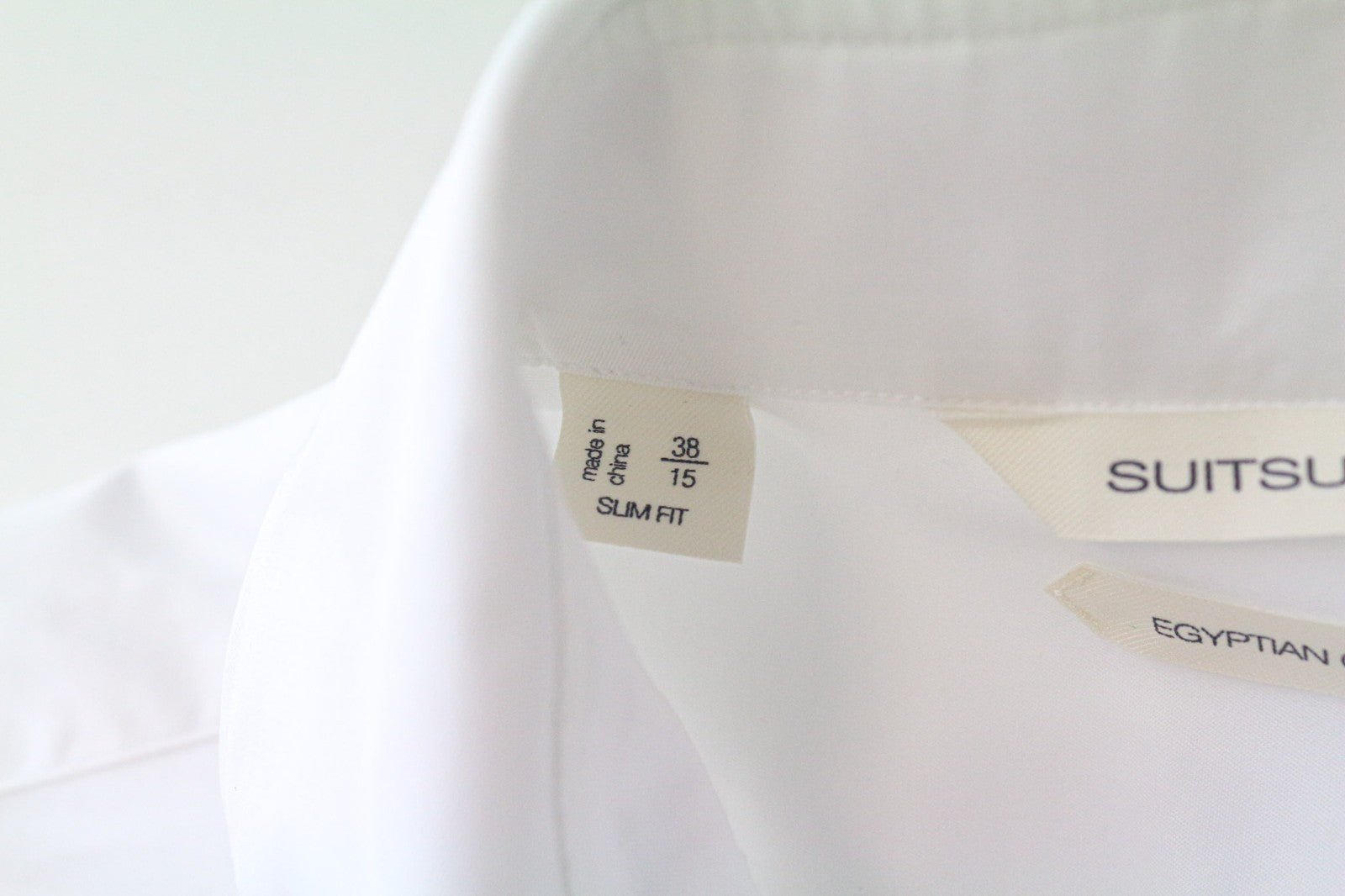 SUITSUPPLY Men Shirt 38/15 Slim Fit Button-Up Formal White Cotton