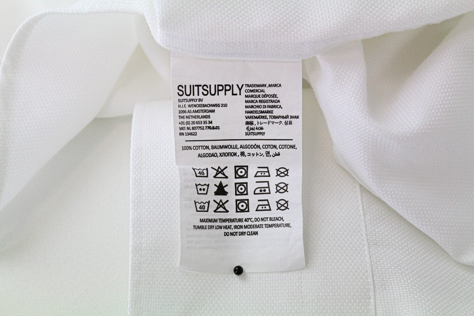 SUITSUPPLY Traveller Men Shirt 38/15 Extra Slim Classic White Formal Cotton