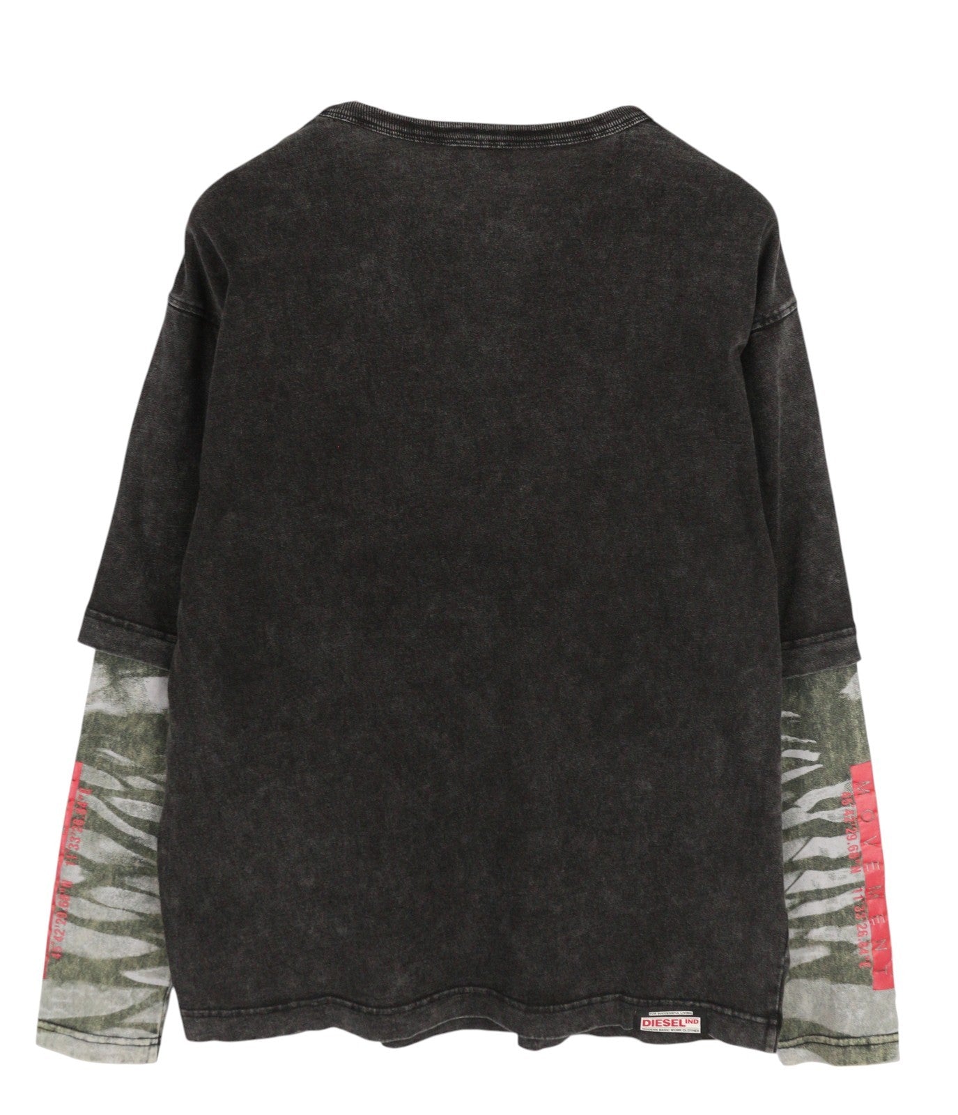 DIESEL T-Schul Men's T-Shirt S Washed Black Oversize Crew Long Sleeve RRP195