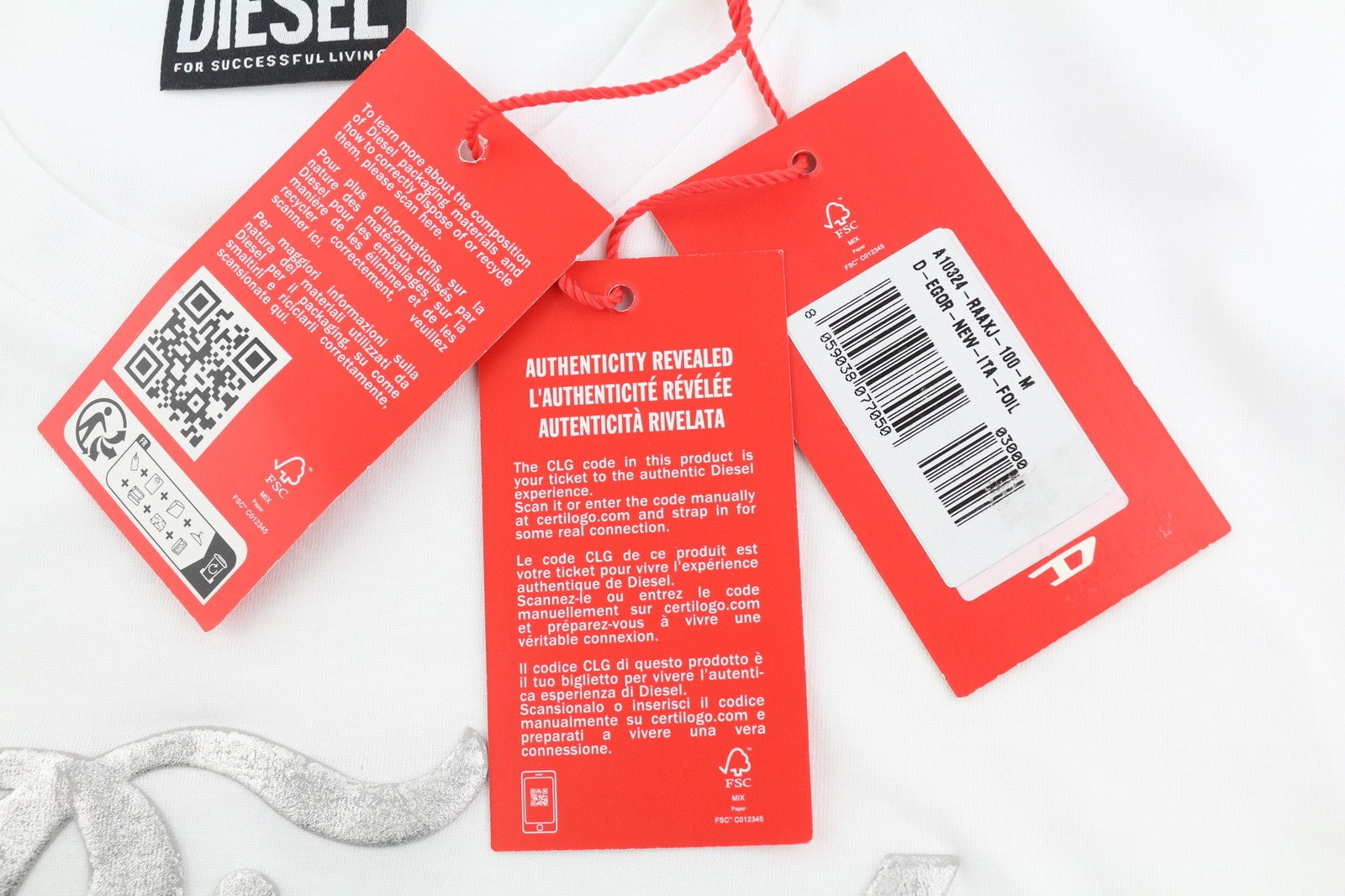 DIESEL D-Egor-New-Ita-Foil Women's Dress M White Tricot Mini Short Sleeve