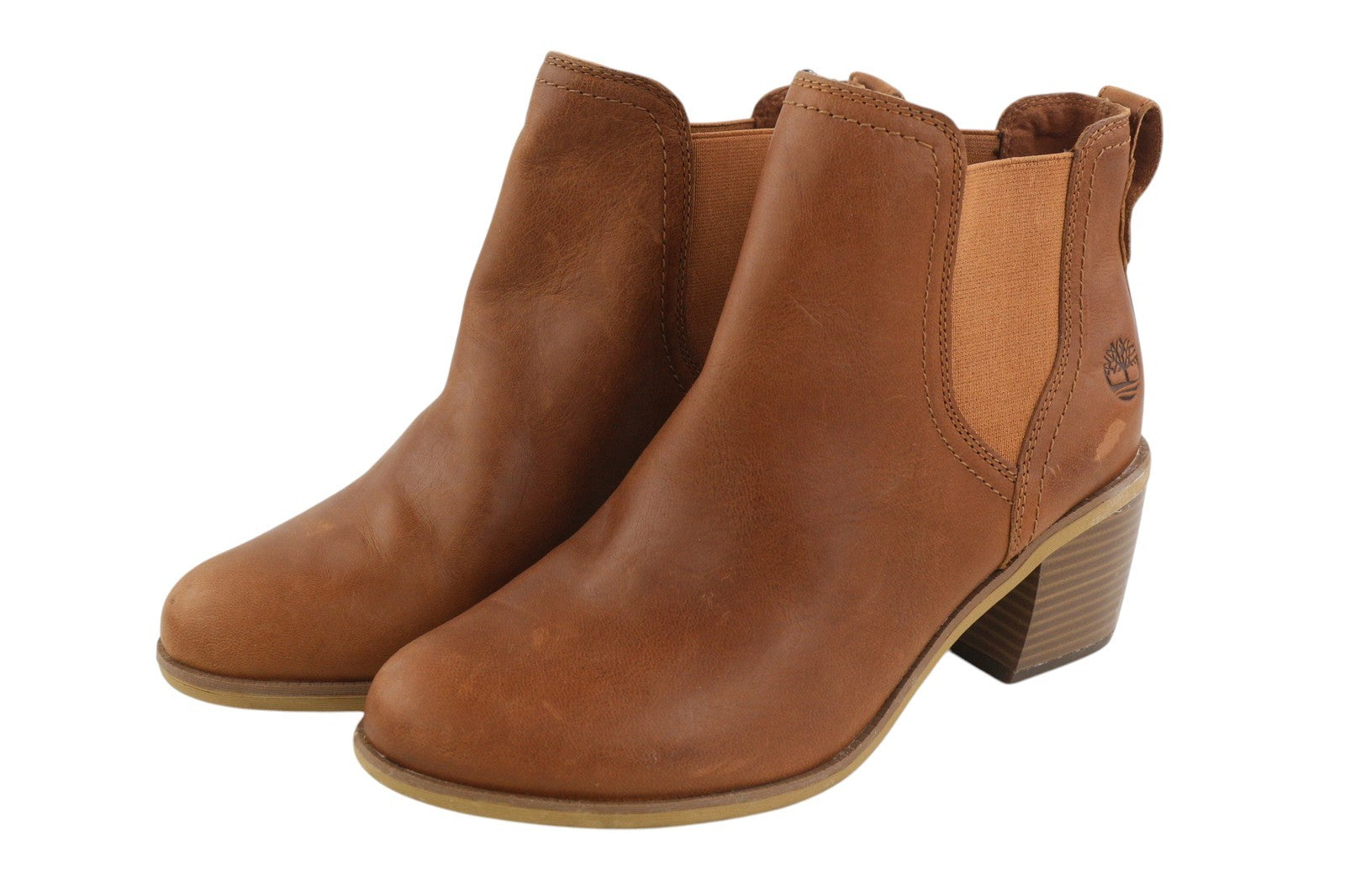 TIMBERLAND A1Z5G Women Boots EU37/37.5 Brown Leather Heeled Ankle Almond Toe