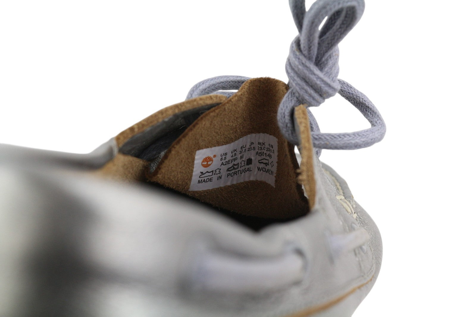 TIMBERLAND A2EPP Women's Shoes EU37.5/38.5 Silver Leather Boat Slip On Laced