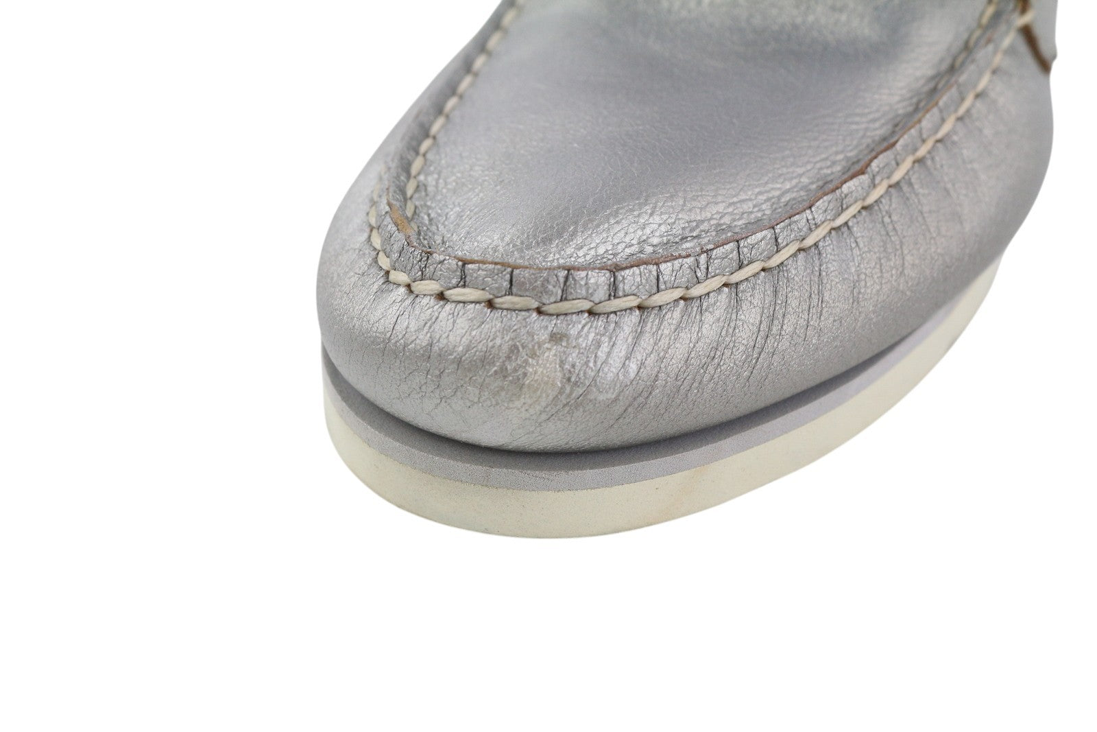 TIMBERLAND A2EPP Women's Shoes EU37.5/38.5 Silver Leather Boat Slip On Laced